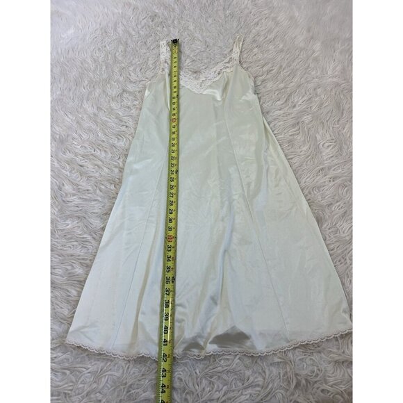 Maidenform Vintage 60s Slip Dress Off White Womens Sm/Med Lace Satin Coquette - Picture 4 of 9